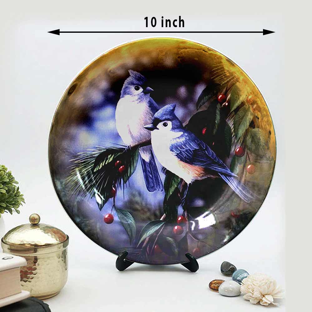 Traditional Art Decorative Ceramic Designer Plates with Stand for Home & Office, Wall Art - VT2157