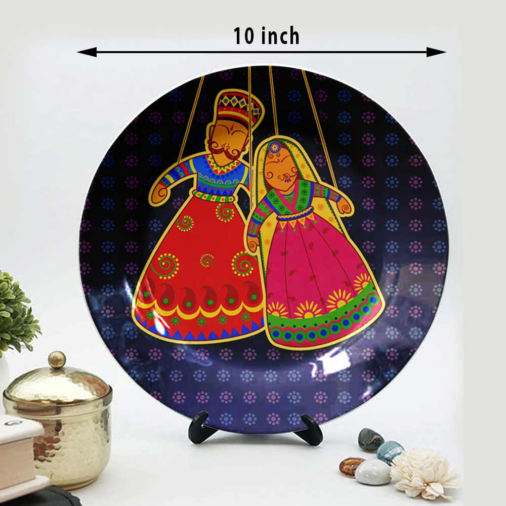 Traditional Art Decorative Ceramic Designer Plates with Stand for Home & Office, Wall Art - VT2161
