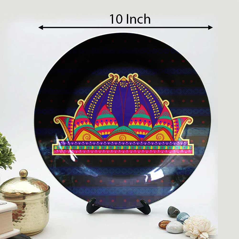 Traditional Art Decorative Ceramic Designer Plates with Stand for Home & Office, Wall Art - VT2162