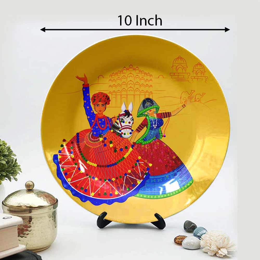 Traditional Art Decorative Ceramic Designer Plates with Stand for Home & Office, Wall Art - VT2163