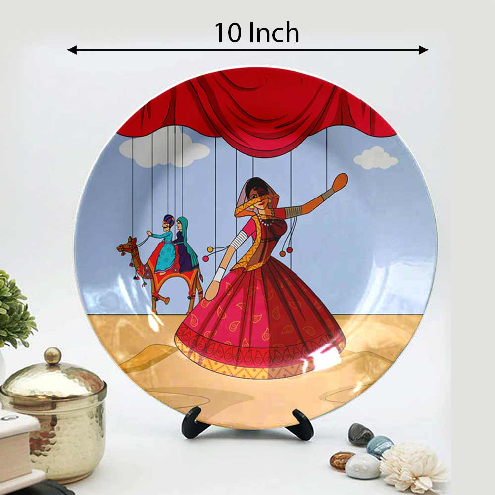 Traditional Art Decorative Ceramic Designer Plates with Stand for Home & Office, Wall Art - VT2164