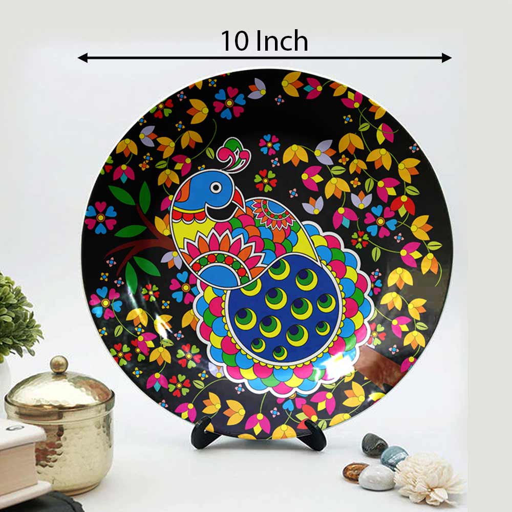 Traditional Art Decorative Ceramic Designer Plates with Stand for Home & Office, Wall Art - VT2168