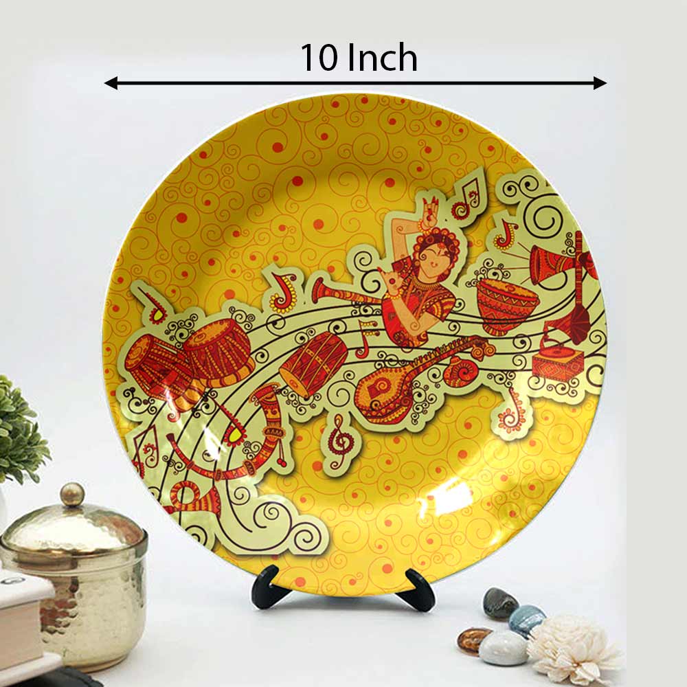 Traditional Art Decorative Ceramic Designer Plates with Stand for Home & Office, Wall Art - VT2169