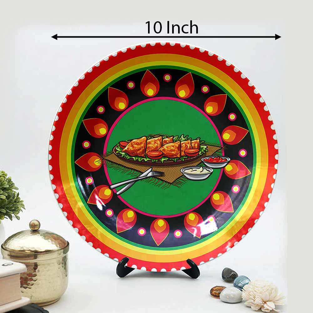 Traditional Art Decorative Ceramic Designer Plates with Stand for Home & Office, Wall Art - VT2171