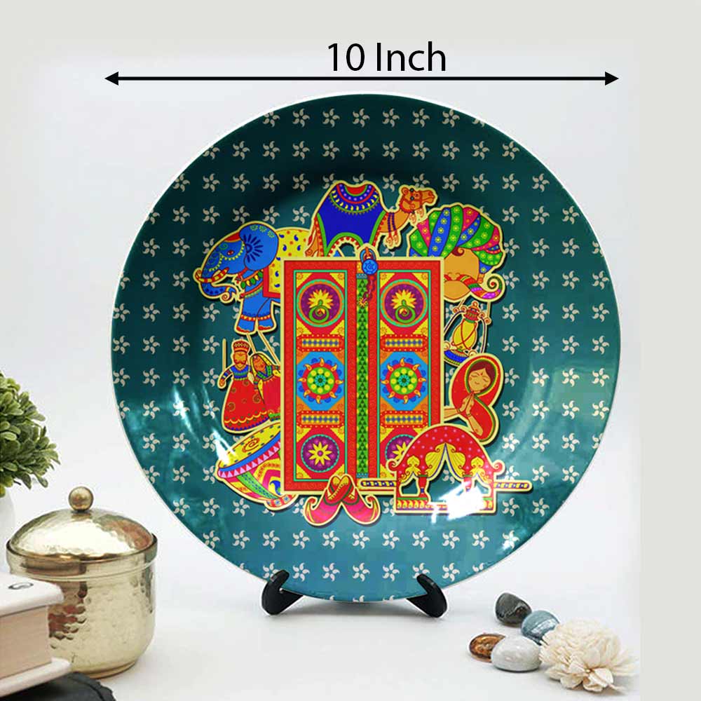 Traditional Art Decorative Ceramic Designer Plates with Stand for Home & Office, Wall Art - VT2173