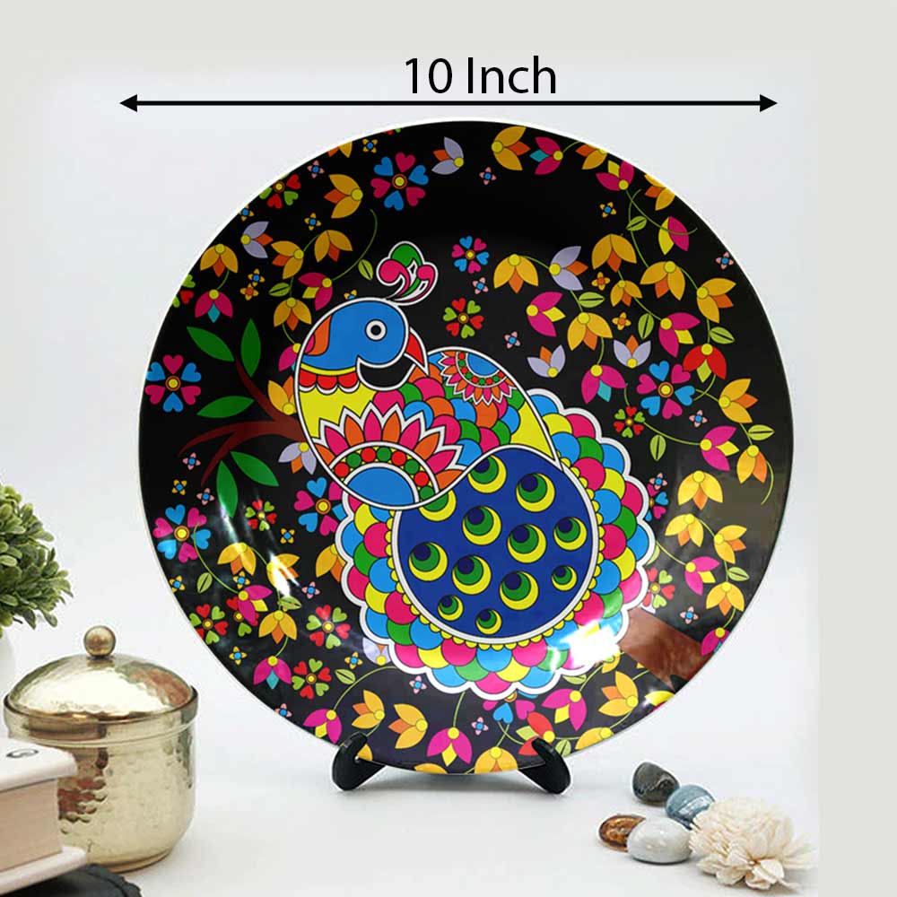 Traditional Art Decorative Ceramic Designer Plates with Stand for Home & Office, Wall Art - VT2174