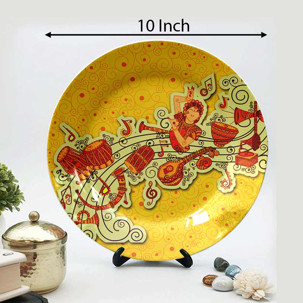 Traditional Art Decorative Ceramic Designer Plates with Stand for Home & Office, Wall Art - VT2175