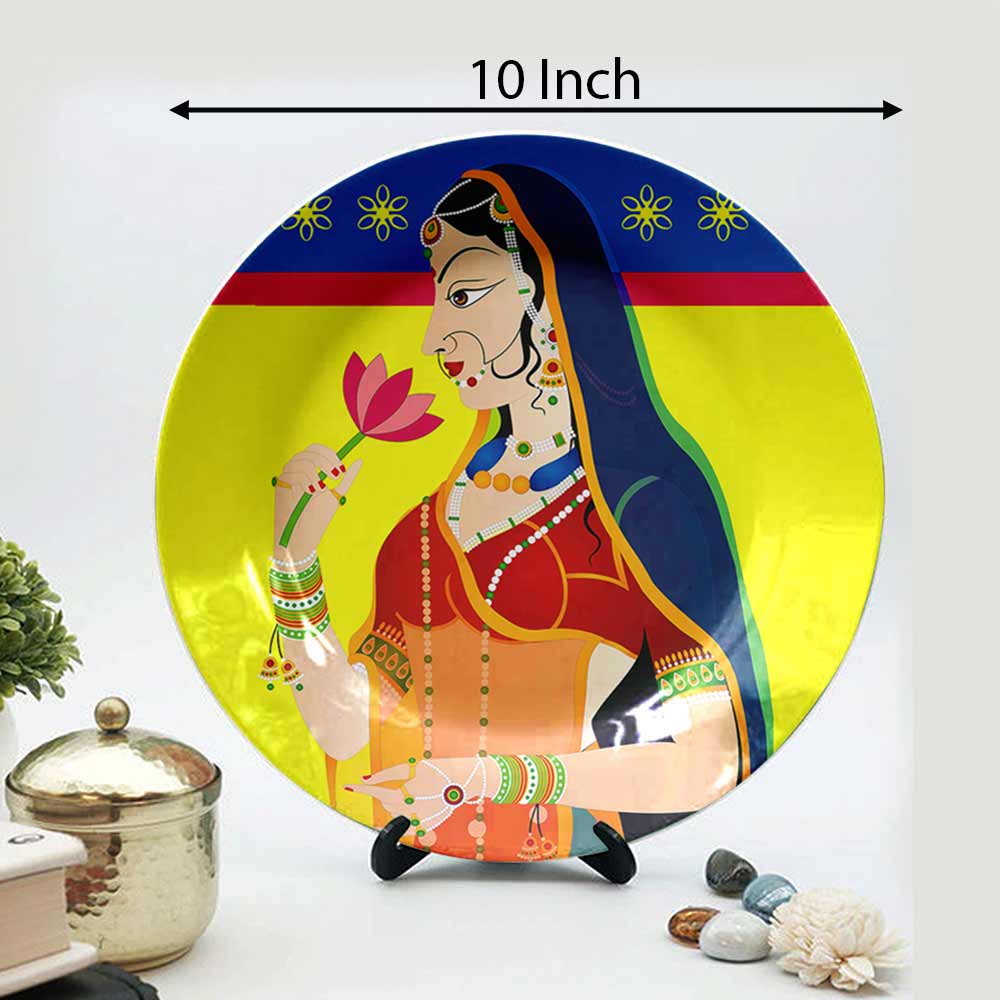 Traditional Art Decorative Ceramic Designer Plates with Stand for Home & Office, Wall Art - VT2177