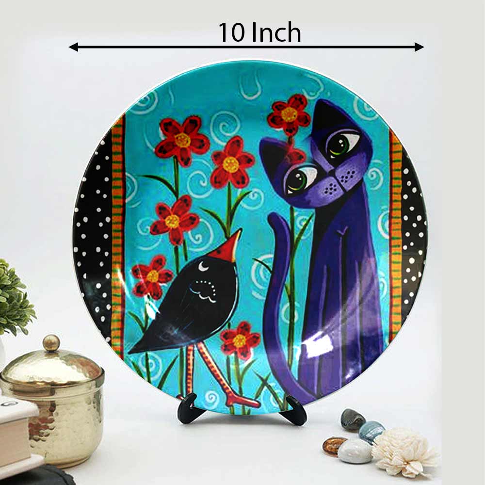 Traditional Art Decorative Ceramic Designer Plates with Stand for Home & Office, Wall Art - VT2178