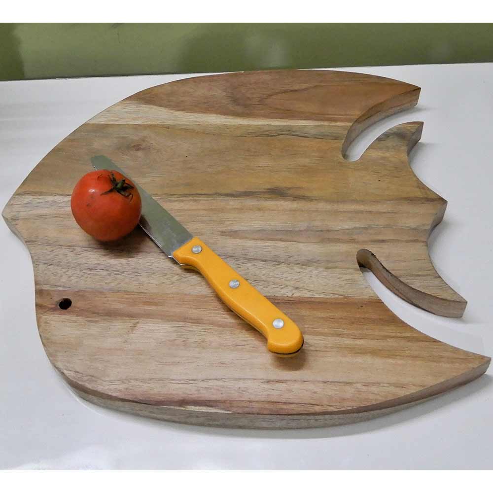 Chopping Board artistic shape made of Teak premium wood handmade board or platter in Fish Shape design, Chopping Board - VT2181