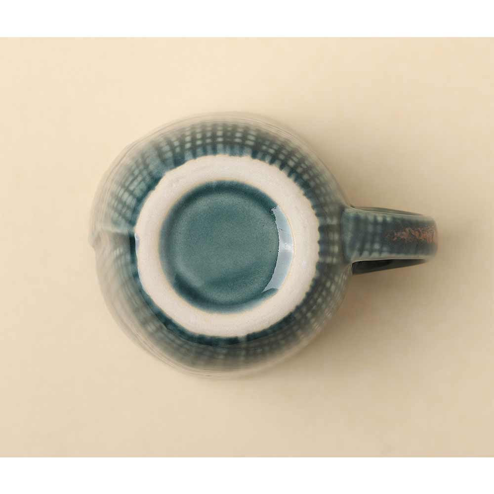 Mug, CROC0022, Design Gaathaa Set of 4 Teal Green Checkered Ceramic Mug, Mug - VT2211