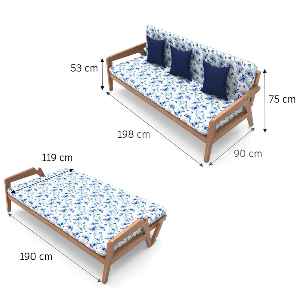 IN2017, Invenzo Woody Sofa Cum Bed - Smart Convert to Bed with Armrest Flip - Ideal for Guest Room/Living Room - Heavy Duty Structure, Sofa Cum Beds In Matte Fabric, Sofa Cum Bed - VT4068