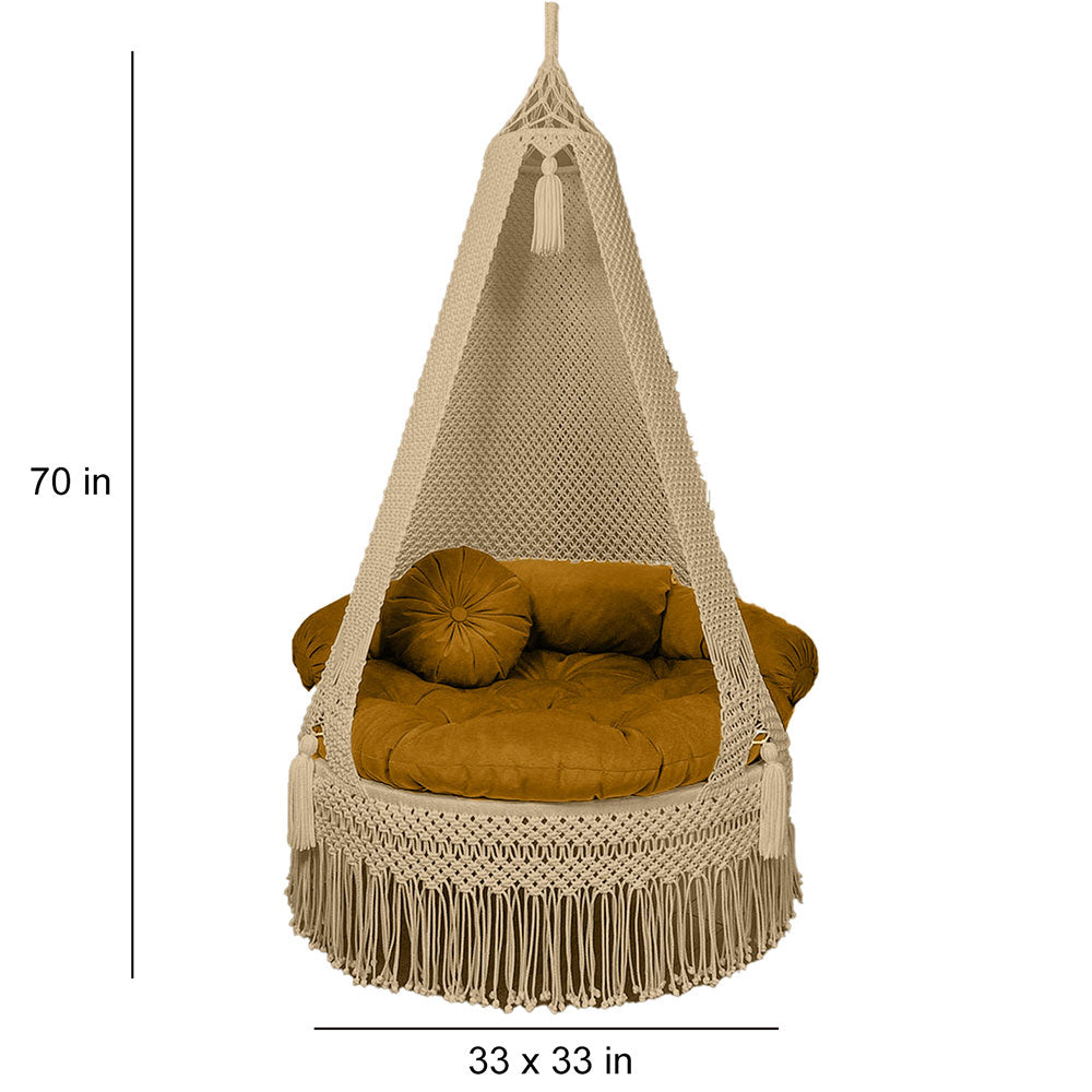 Swing, KM-SWING-Beige-33, Beige Color Swing, 1 swing, 3 Bolster, 1 Round Cushion, 1 Matters, 1 Rod and 2 Shape hooks, Swing - VT6071