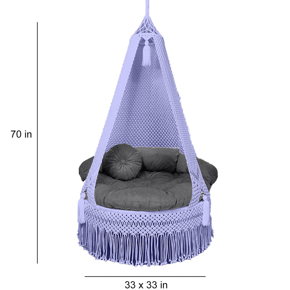 Swing, KM-SWING-Periwinkle-33, Purple Color Swing, 1 swing, 3 Bolster, 1 Round Cushion, 1 Matters, 1 Rod and 2 Shape hooks, Swing - VT6075