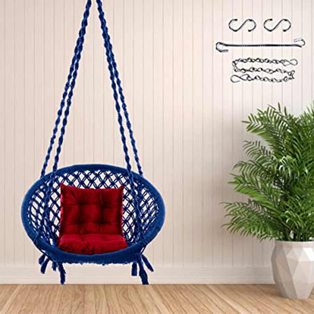 SWING, Swing in Blue Color, Swing with 1 Rod, Swing with 2 S Hook, Swing with Square Cushion, Swing with Chain, Swing - VT6078