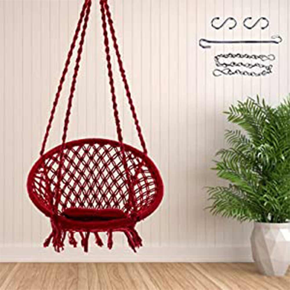 SWING, Swing in Red Color, Swing with 1 Rod, Swing with 2 S Hook, Swing with Square Cushion, Swing with Chain, Swing - VT6083