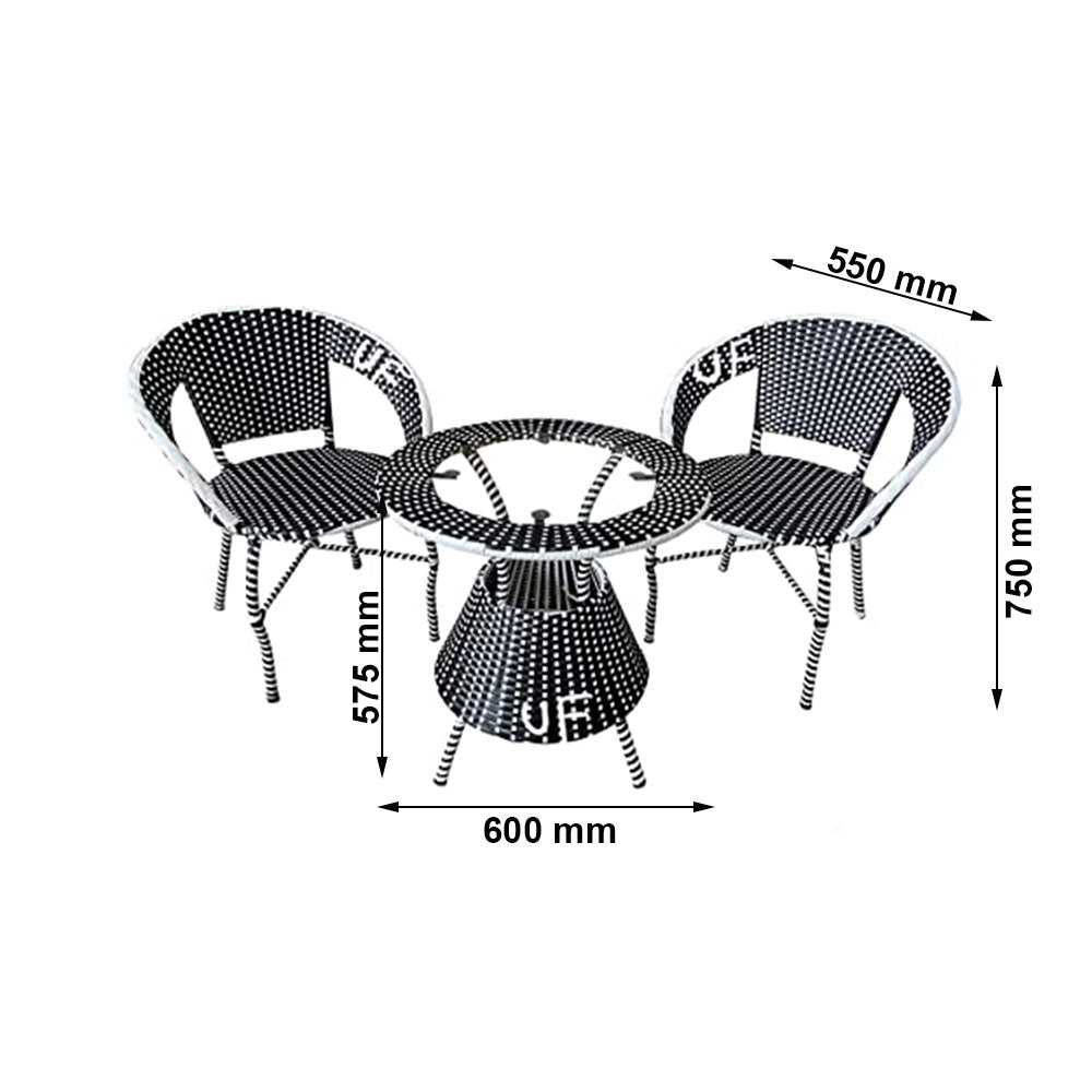 Table & Chair Set, White & Black Color Chair & Table, Chairs & Table forLiving Room, 1 Table & 2 Chair Set, Chairs for Drawing Room, Table & Chair Set - VT6129