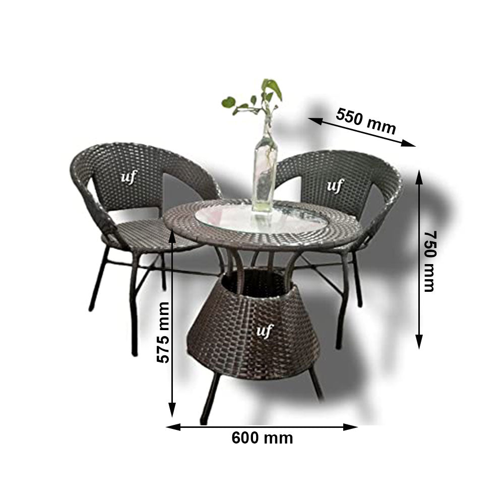Table & Chair Set, Brown Color Chairs & Table, Chairs & Table for Living Room, 1 Table & 2 Chair Set, Chairs for Drawing Room, Table & Chair Set - VT6130