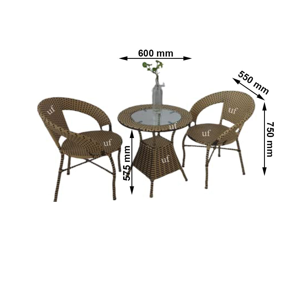 Table & Chair Set, Brown & Black Color Chairs & Table, Chairs & Table for Living Room, 1 Table & 2 Chair Set, Chairs for Drawing Room, Table & Chair Set - VT6131