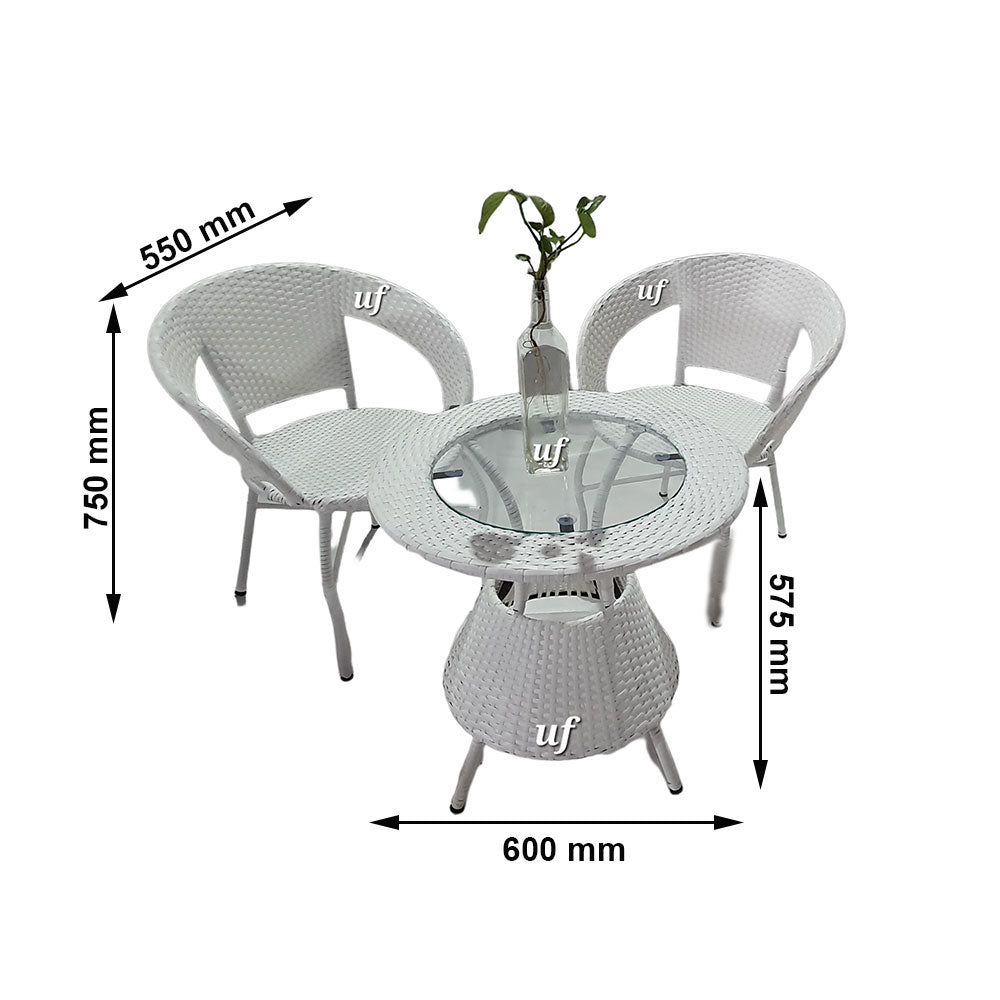 Table & Chair Set, White Color Chairs & Table, Chairs & Table for Living Room, 1 Table & 2 Chair Set, Chairs for Drawing Room, Table & Chair Set - VT6132