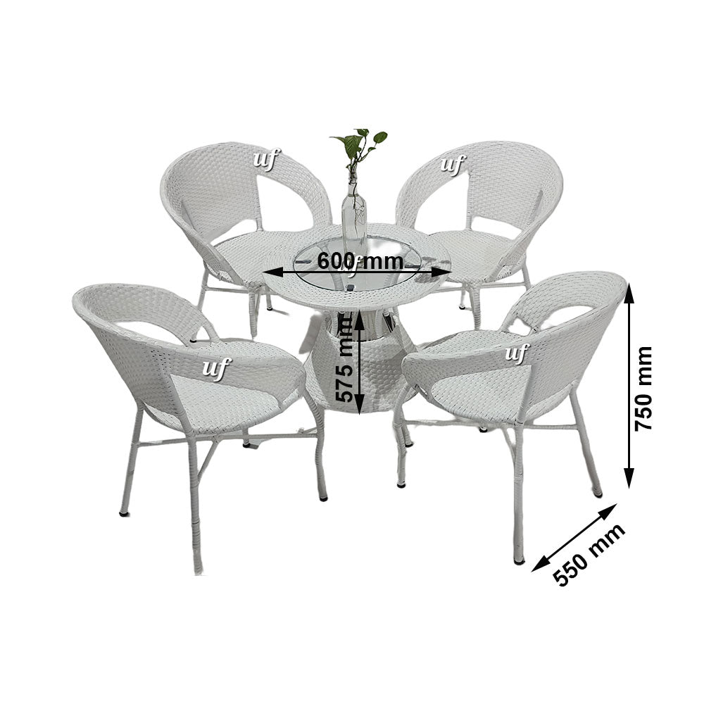 Table & Chair Set, White Color Chairs & Table, Chairs & Table for Living Room, 1 Table & 4 Chair Set, Chairs for Drawing Room, Table & Chair Set - VT6133