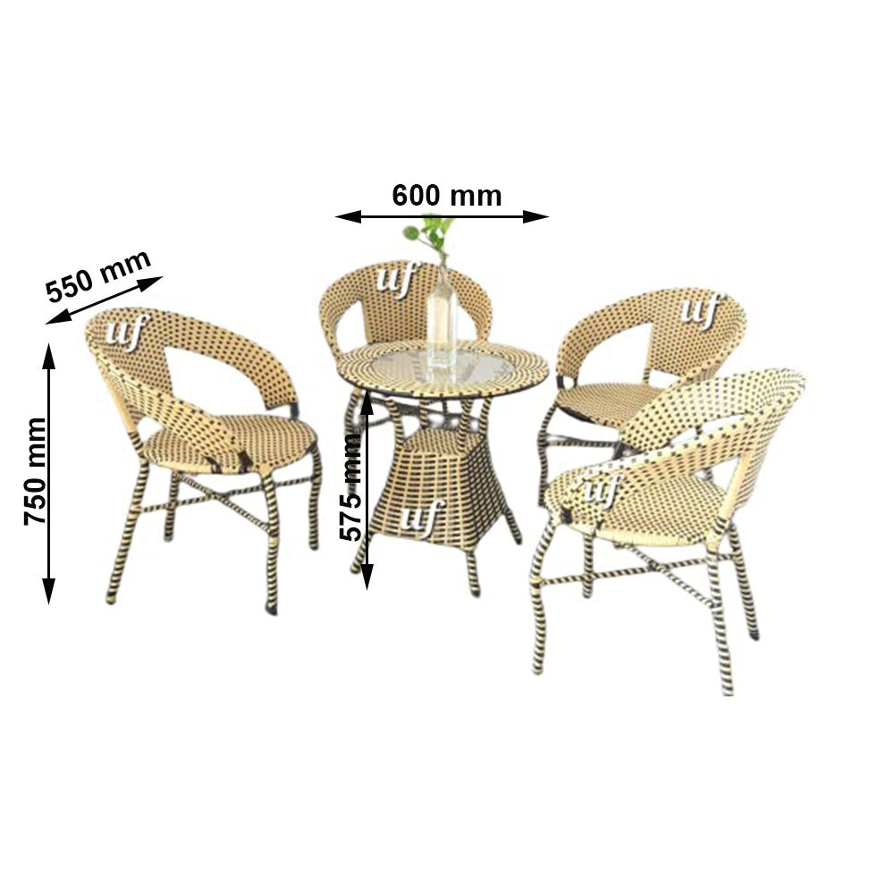 Table & Chair Set, Beige & Black Color Chairs & Table, Chairs & Table for Living Room, 1 Table & 4 Chair Set, Chairs for Drawing Room, Table & Chair Set - VT6134