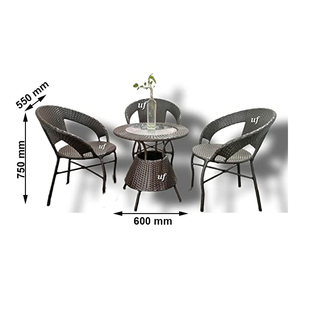 Table & Chair Set, Brown Color Chairs & Table, Chairs & Table for Living Room, 1 Table & 3 Chair Set, Chairs for Drawing Room, Table & Chair Set - VT6137