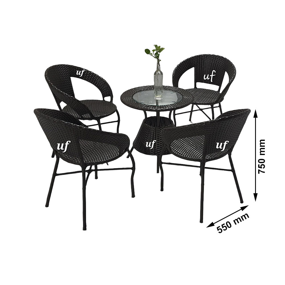Table & Chair Set, Black Color Chairs & Table, Chairs & Table for Living Room, 1 Table & 4 Chair Set, Chairs for Drawing Room, Table & Chair Set - VT6138