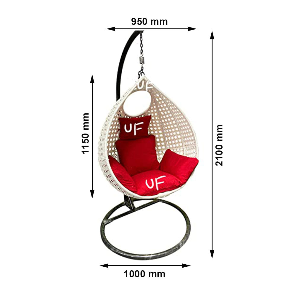 Swing, White & Red Color Swing, Swing for Living Room, Swing for Garden Area, Swing for Drawing Room, Swing - VT6145