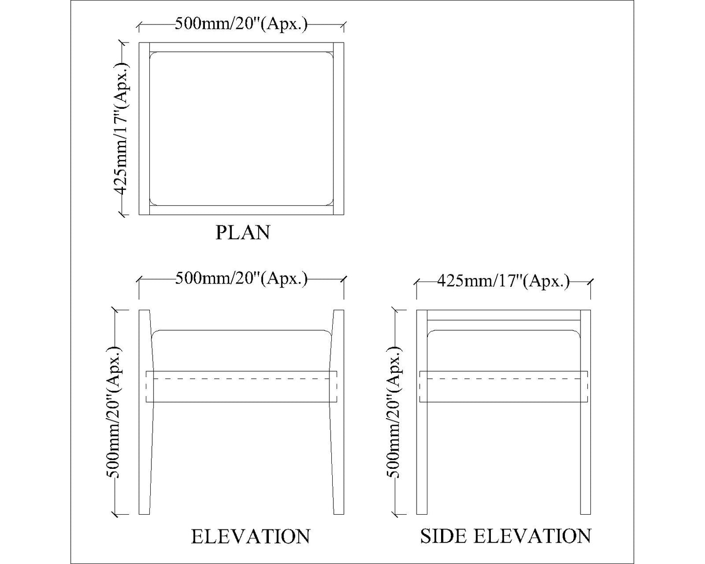 Seating Stool, Seating Stool in Blue & White Color, Stool in Wooden Legs, Seating Stool for Dressing Table, Seating Stool - VT6147