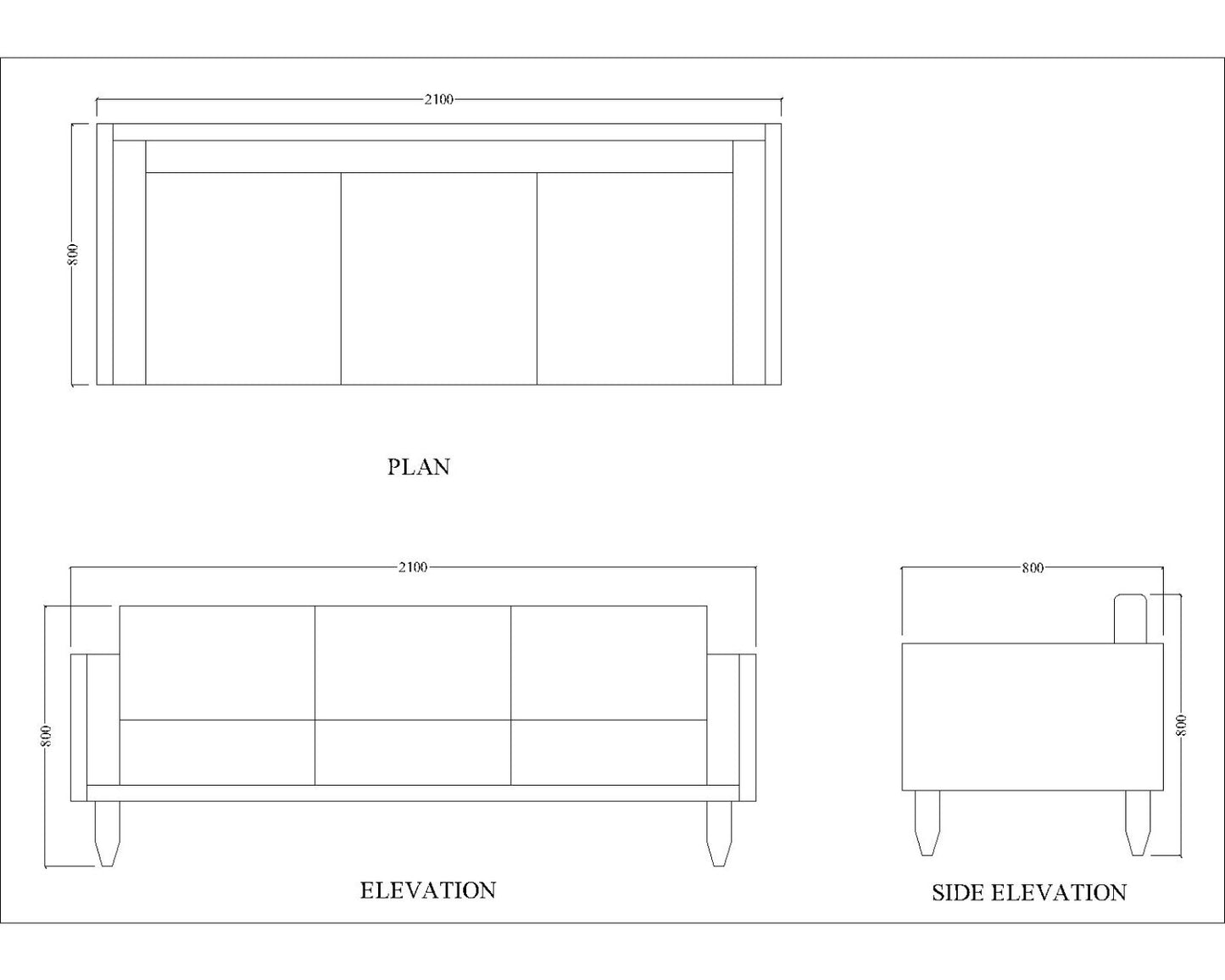 3 Seater Sofa, Solid Wood Sofa, Sofa For Living Room, Blue & Light Wood color Sofa, Sofa with Blue Fabric, 3 Seater Sofa - VT- 4055
