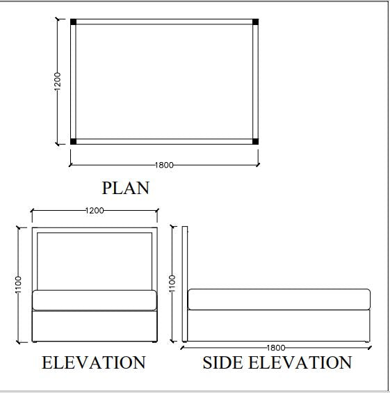 Kids bed, Children bed, single bed , Blue bed , 4x6 ft bed, Blue color headboard with wooden legs , Bed-IM- 3001