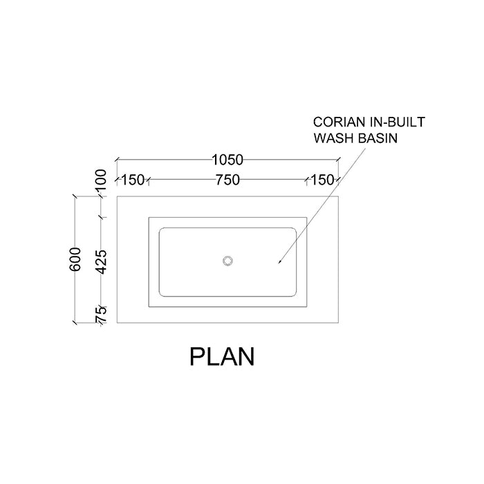 Wall Mounted Vanity with Four Soft-Close Drawers and Integrated Sink Top 2103