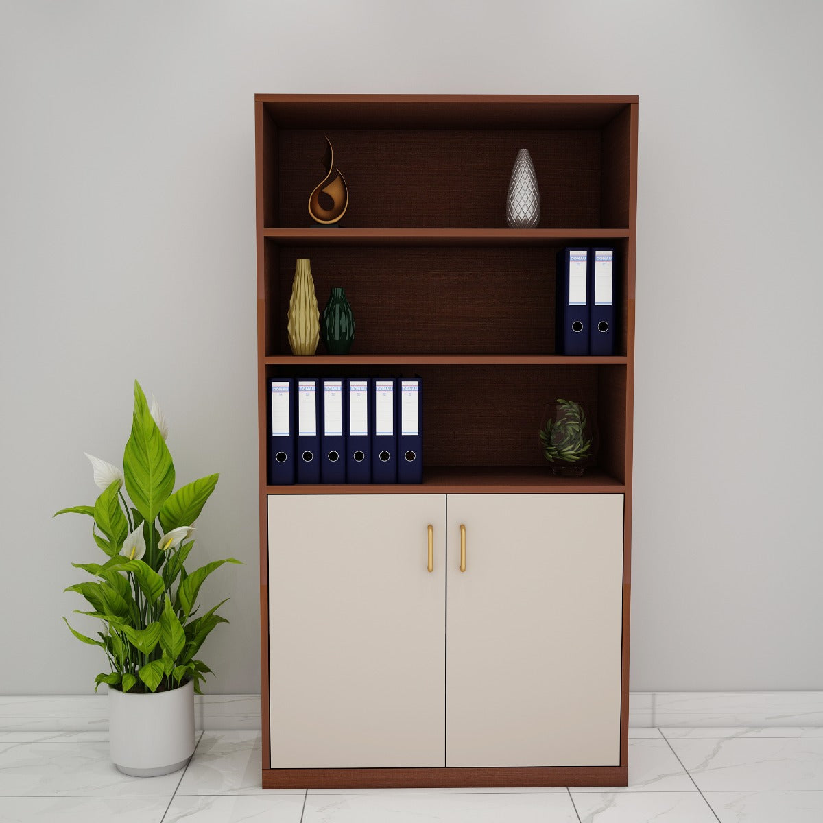 Office Cabinet, Wood & Beige Color  Office Cabinet, Office Cabinet with open shelf, Office Cabinet with Shutter, Office Cabinet - EL- 10020