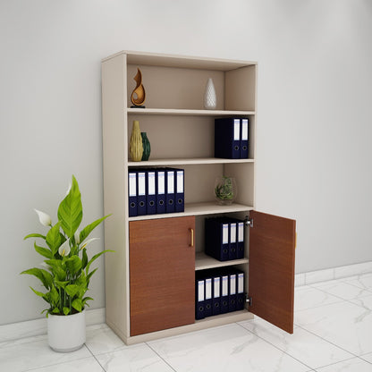 Office Cabinet, Beige Color & Wood Office Cabinet, Office Cabinet with open shelf, Office Cabinet with Shutter, Office Cabinet - EL- 10021