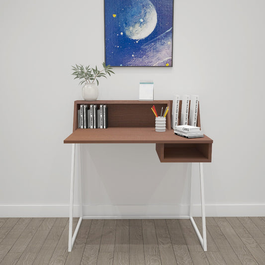 Study Table, Wood Study Table, Study Table with Open Shelf, Study Table with White MS Leg, Study Table - VT - 12037