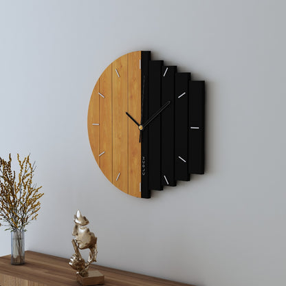 Clock in wood, clock for living/waiting/office  area , modern clock in  Yellow & Black ,Asymmetrical clock ,Clock - EL483