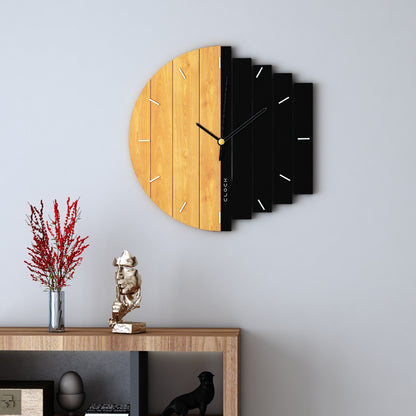 Clock in wood, clock for living/waiting/office  area , modern clock in  Yellow & Black ,Asymmetrical clock ,Clock - EL483