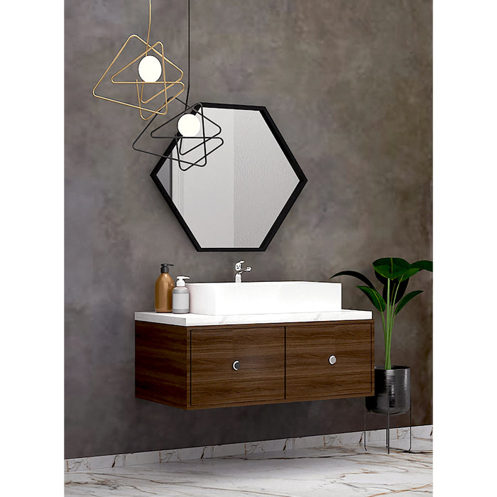 "Vanity, Brown & White Vanity, Wooden Vanity, Vanity with Drawer, Vanity for Bathroom,   Wall Mounted Vanity, Vanity - IM141 "