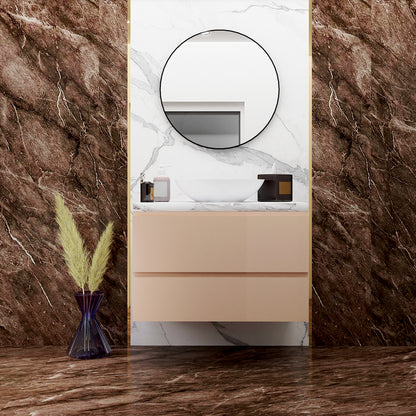 "Vanity, Beige & White Vanity, Wooden Vanity, Vanity with Drawer, Vanity for Bathroom,   Wall Mounted Vanity, Vanity - IM144 "