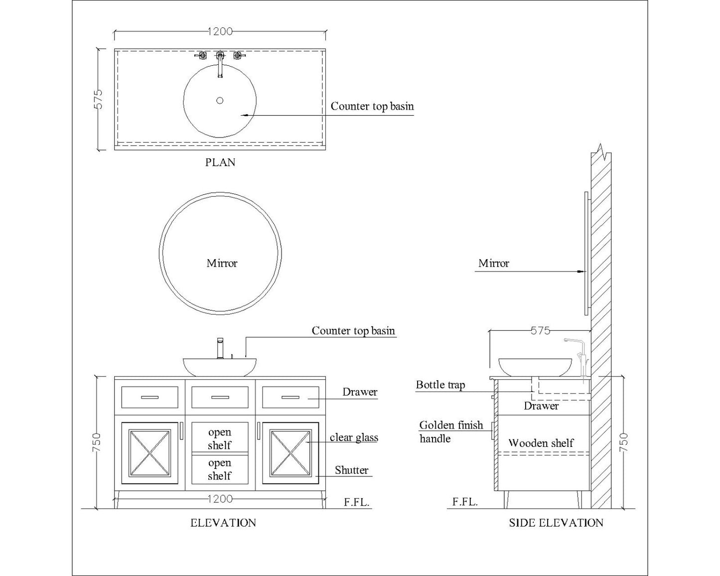 Vanity/Water Resistant Vanity in PVC laminate finish,Bathroom Vanity in water resistant finish,bathroom Floor Mounted unit with PVC  finish-VI311