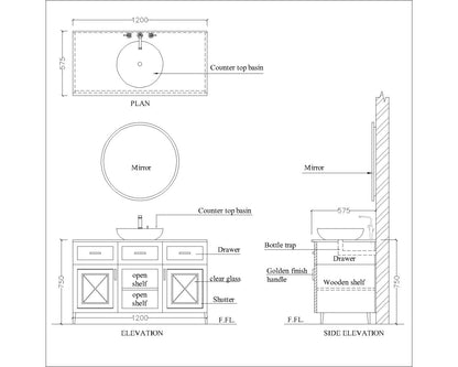 Vanity/Water Resistant Vanity in PVC laminate finish,Bathroom Vanity in water resistant finish,bathroom Floor Mounted unit with PVC  finish-VI311