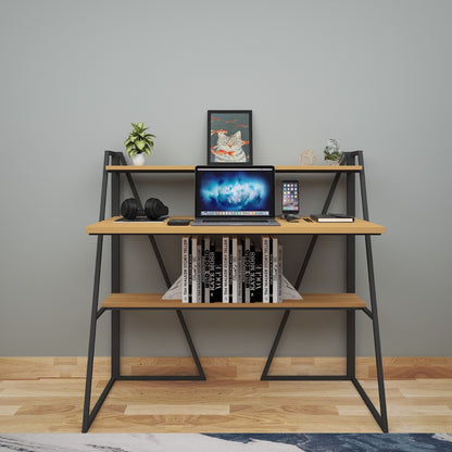 Study Table, Wood  Study Table, Study Table with Open Shelf,  Study Table with Dark Grey MS Legs , Study Table - VT - 12006