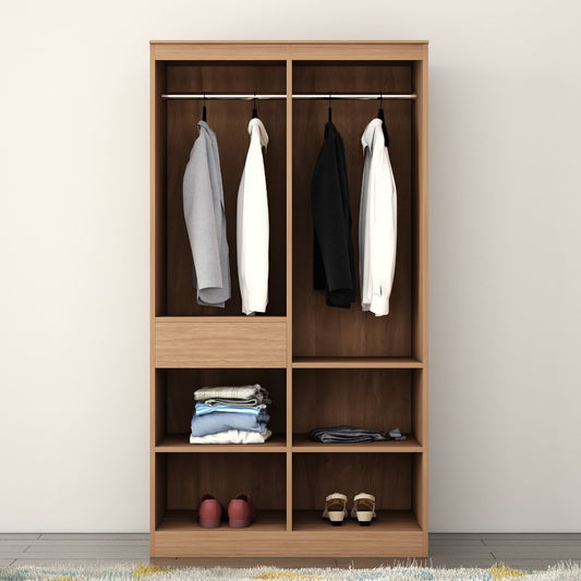 Wardrobe, Wardrobe Hanging Space, Wardrobe Open Self Space, Wardrobe  Wood Shutter, Wardrobe SS Handle, Wood Wardrobe, Wardrobe -IM- 7001