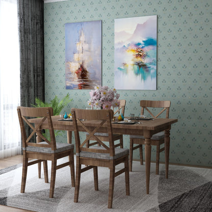 6-Seater Dining Set with Rectangular Solid Wood Dining Table and Grey Suede Fabric Chairs - VI753