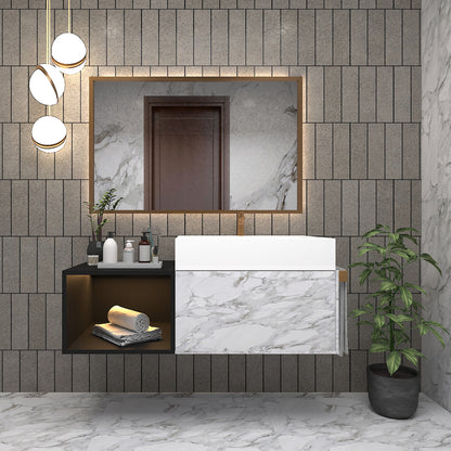 "Vanity, Black & Grey Vanity, Wooden Vanity, Vanity with Drawer, Vanity for Bathroom,   Wall Mounted Vanity, Vanity - IM109 "