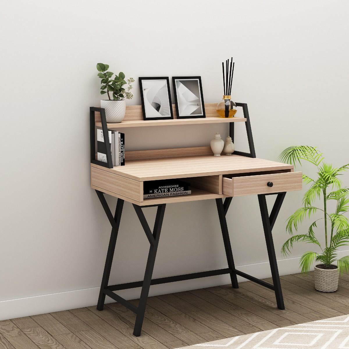 Study Table, Wood Study Table, Study Table with Open Shelf, Study Tabl ...