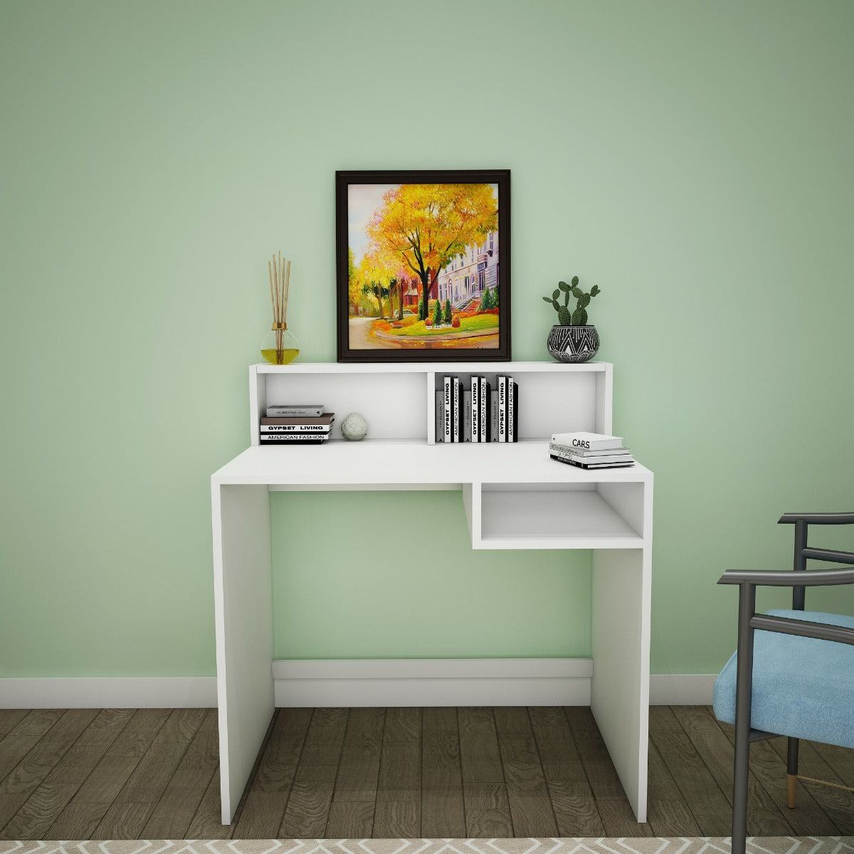 Study Table, White Color Study Table, Study Table with Open Shelf, Study Table - VT - 12041