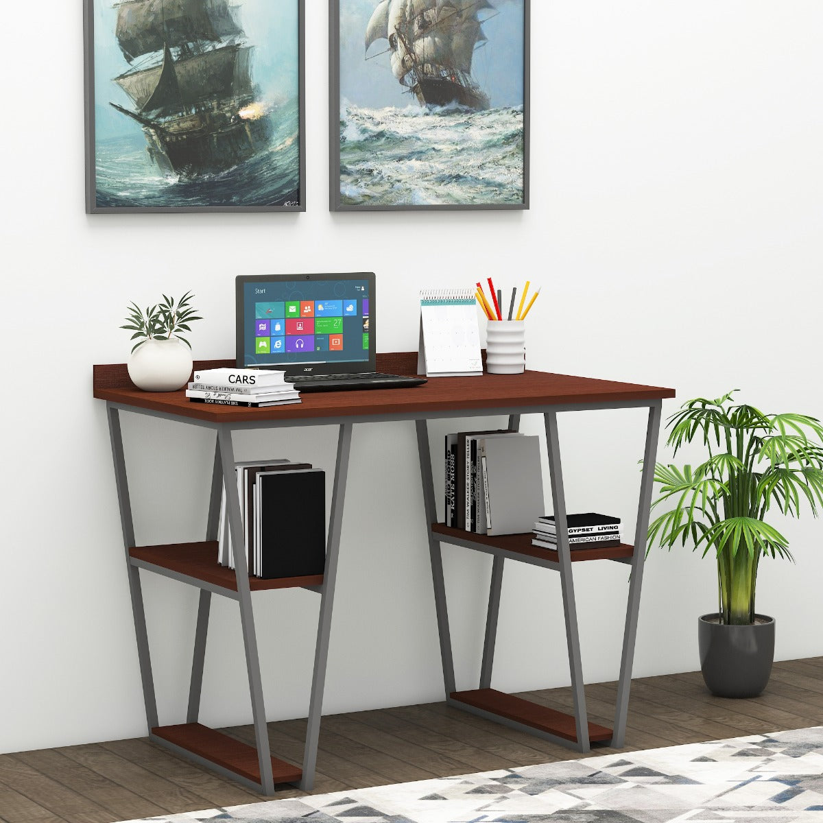 50 Inch Study Table Study Table, Wood Study Table, Study Table with Open Shelf, Study Tabl ...