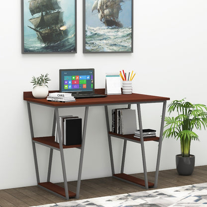 Study Table, Wood Study Table, Study Table with Open Shelf, Study Table with Dark Grey MS Leg, Study Table - VT - 12045